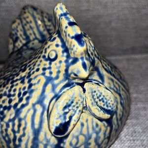 Ceramic rooster Cobalt Blue and beige